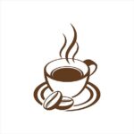 Hot coffee cup and bean icon coffee vector isolated on white background _ Premium Vector