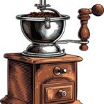 Molinillo de café clásico en caja de madera ilustración vectorial aislada sobre fondo blanco _ Vector Premium generado con IA (1)